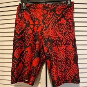 Onzie Red Snake Print Biker Shorts